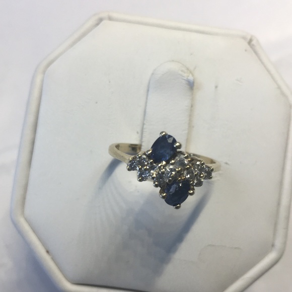 Jewelry - 14K yellow gold diamonds sapphire ring